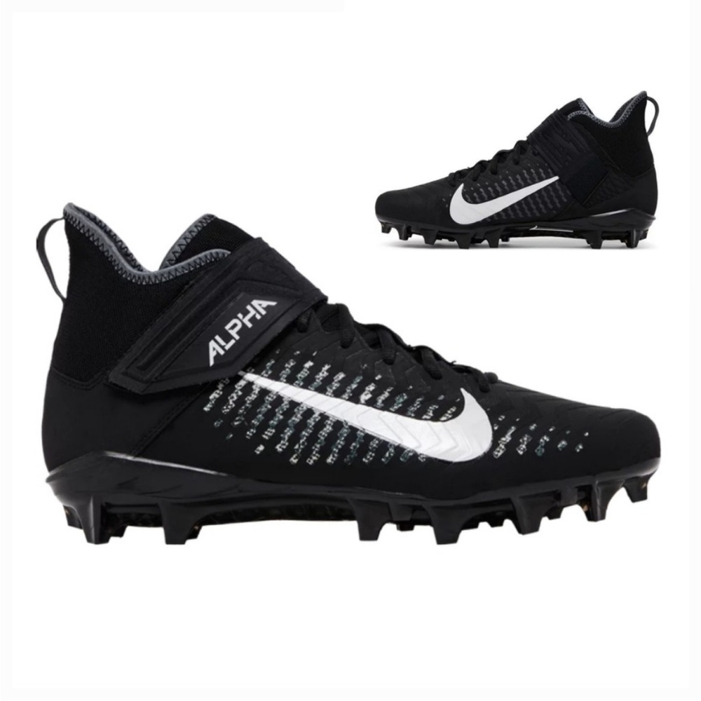 Nike Alpha Menace Pro 2 Black Varsity Football Cleats AQ8154-001 Sz 9